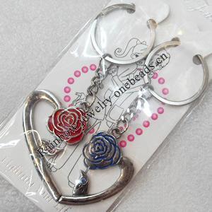 Zinc Alloy keyring Jewelry Chains, width:58mm, Length Approx:9.5cm, Sold by Dozen