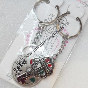 Zinc Alloy keyring Jewelry Chains, width:33mm, Length Approx:9.5cm, Sold by Dozen