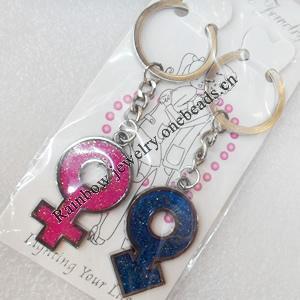Zinc Alloy keyring Jewelry Chains, width:25mm, Length Approx:9.5cm, Sold by Dozen