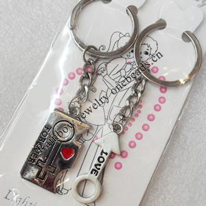 Zinc Alloy keyring Jewelry Chains, width:18mm, Length Approx:8.5cm, Sold by Dozen