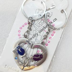 Zinc Alloy keyring Jewelry Chains, width:44mm, Length Approx:9.5cm, Sold by Dozen