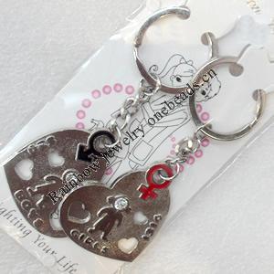 Zinc Alloy keyring Jewelry Chains, width:37mm, Length Approx:9cm, Sold by Dozen