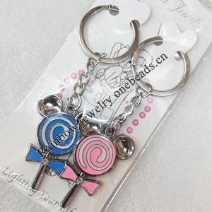 Zinc Alloy keyring Jewelry Chains, width:32mm, Length Approx:9.5cm, Sold by Dozen