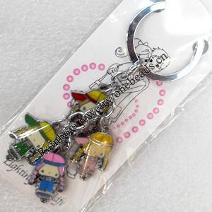 Zinc Alloy keyring Jewelry Chains, width:15mm, Length Approx:10cm, Sold by Dozen