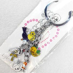 Zinc Alloy keyring Jewelry Chains, width:16mm, Length Approx:10cm, Sold by Dozen