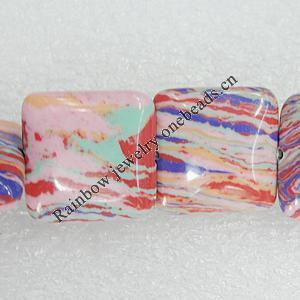 Natural Stone Beads, Square 16mm Hole:1mm, Sold per 16-Inch Strand