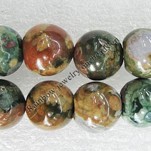 Natural Stone Beads, Round 10mm Hole:1mm, Sold per 16-Inch Strand