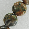 Natural Stone Beads, Flat Round 12mm Hole:1mm, Sold per 16-Inch Strand