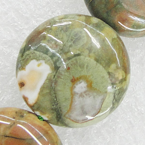 Natural Stone Beads, Flat Round 16mm Hole:1mm, Sold per 16-Inch Strand