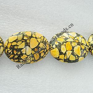 Composite Turquoise Beads, Flat Oval 27x19mm Hole:2mm, Sold by KG