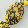 Composite Turquoise Beads, Flat Oval 34x25mm Hole:2mm, Sold by KG