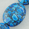 Composite Turquoise Beads, Flat Oval 34x25mm Hole:2mm, Sold by KG