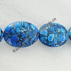 Composite Turquoise Beads, Flat Oval 34x25mm Hole:2mm, Sold by KG