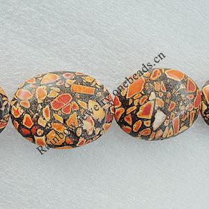 Composite Turquoise Beads, Flat Oval 40x30mm Hole:2mm, Sold by KG