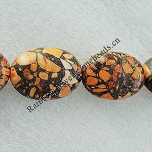 Composite Turquoise Beads, Flat Oval 27x19mm Hole:2mm, Sold by KG