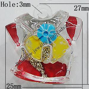 Spray-Painted Acrylic Pendants, Clothing 27x25mm Hole:3mm, Sold by Bag