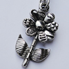 Zinc Alloy Charm/Pendants, Nickel-free & Lead-free, A Grade  Flower 26x13mm Hole:2mm, Sold by PC