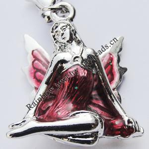 Zinc Alloy Enamel Pendant, Nickel-free & Lead-free, A Grade  Angel 24x19mm Hole:2mm, Sold by PC  