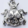 Zinc Alloy Charm/Pendant with Crystal, Nickel-free & Lead-free, A Grade  Animal 21x21mm Hole:2mm, Sold by PC  