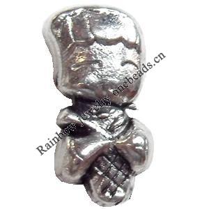 European style Beads Zinc Alloy Jewelry Findings Lead-free & Nickel-free, 8x17mm, Hole:4mm, Sold by Bag