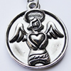 Zinc Alloy Charm/Pendants, Nickel-free & Lead-free, A Grade Flat Round 24x20mm Hole:2mm, Sold by PC