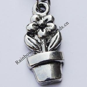 Zinc Alloy Charm/Pendants, Nickel-free & Lead-free, A Grade Flowerpot 21x9mm Hole:2mm, Sold by PC