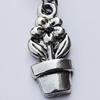 Zinc Alloy Charm/Pendants, Nickel-free & Lead-free, A Grade Flowerpot 21x9mm Hole:2mm, Sold by PC