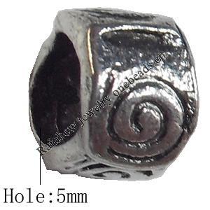 European style Beads Zinc Alloy Jewelry Findings Lead-free & Nickel-free, 6x8mm, Hole:5mm, Sold by Bag