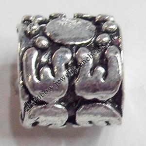 European style Beads Zinc Alloy Jewelry Findings Lead-free & Nickel-free, 10x11mm, Hole:5mm, Sold by Bag