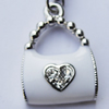 Zinc Alloy Enamel Charm/Pendant with Crystal, Nickel-free & Lead-free, A Grade Handbag 20x14mm Hole:2mm, Sold by PC  