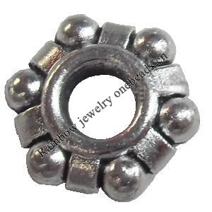 European style Beads Zinc Alloy Jewelry Findings Lead-free & Nickel-free, 12x4mm, Hole:4mm, Sold by Bag