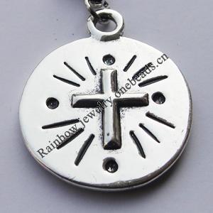 Zinc Alloy Charm/Pendants, Nickel-free & Lead-free, A Grade Flat Round 26x21mm Hole:2mm, Sold by PC