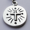 Zinc Alloy Charm/Pendants, Nickel-free & Lead-free, A Grade Flat Round 26x21mm Hole:2mm, Sold by PC