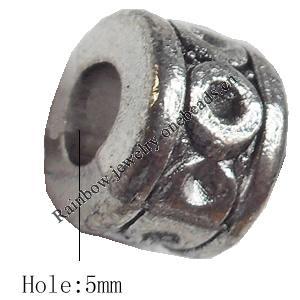 European style Beads Zinc Alloy Jewelry Findings Lead-free & Nickel-free, 8x10mm, Hole:5mm, Sold by Bag