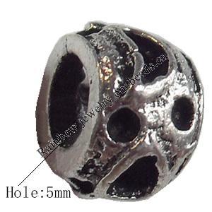 European style Beads Zinc Alloy Jewelry Findings Lead-free & Nickel-free, 7x10mm, Hole:5mm, Sold by Bag