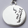 Zinc Alloy Charm/Pendants, Nickel-free & Lead-free, A Grade Flat Round 33x27mm Hole:2mm, Sold by PC