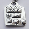 Zinc Alloy Charm/Pendants, Nickel-free & Lead-free, A Grade  19x16mm Hole:2mm, Sold by PC