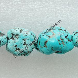 Composite Turquoise Beads, Nugget About:37x23mm-37x30mm Hole:1.5mm, Sold by KG