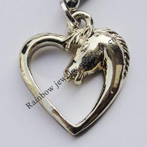 Zinc Alloy Charm/Pendants, Nickel-free & Lead-free, A Grade Hollow Heart 18x15mm Hole:2mm, Sold by PC