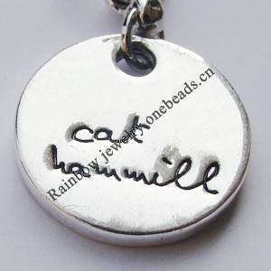 Zinc Alloy Charm/Pendants, Nickel-free & Lead-free, A Grade Flat Round 16mm Hole:2mm, Sold by PC
