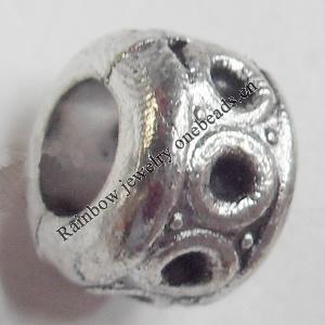 European style Beads Zinc Alloy Jewelry Findings Lead-free & Nickel-free, 7x8mm, Hole:5mm, Sold by Bag