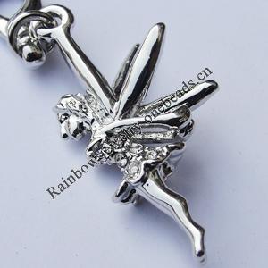 Zinc Alloy Charm/Pendant with Crystal, Nickel-free & Lead-free, A Grade Angel 30x15mm Hole:2mm, Sold by PC  