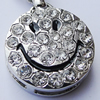 Zinc Alloy Charm/Pendant with Crystal, Nickel-free & Lead-free, A Grade 15mm Hole:2mm, Sold by PC  