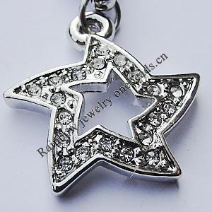 Zinc Alloy Charm/Pendants,Nickel-free & Lead-free, A Grade Hollow Star 19x18mm Hole:2mm, Sold by PC