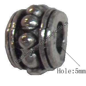 European style Beads Zinc Alloy Jewelry Findings Lead-free & Nickel-free, 7x10mm, Hole:5mm, Sold by Bag