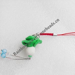 Mobile Decoration, Fimo Multicolor, Chain: about 60mm long, Pendant: about 26mm wide, Sold by Dozen