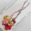 Mobile Decoration, Fimo Multicolor, Chain: about 60mm long, Pendant: about 15mm wide, Sold by Dozen