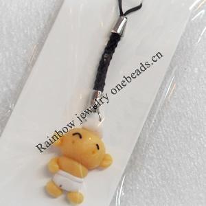 Mobile Decoration, Fimo Multicolor, Chain: about 60mm long, Pendant: about 20mm wide, Sold by Dozen