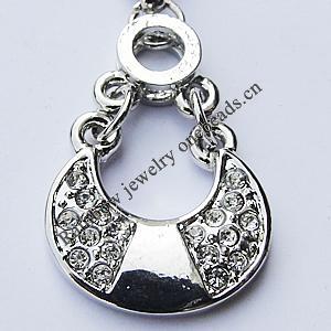 Zinc Alloy Charm/Pendant with Crystal, Nickel-free & Lead-free, A Grade  Handbag 16x17mm Hole:2mm, Sold by PC  