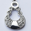 Zinc Alloy Charm/Pendant with Crystal, Nickel-free & Lead-free, A Grade  Handbag 16x17mm Hole:2mm, Sold by PC  